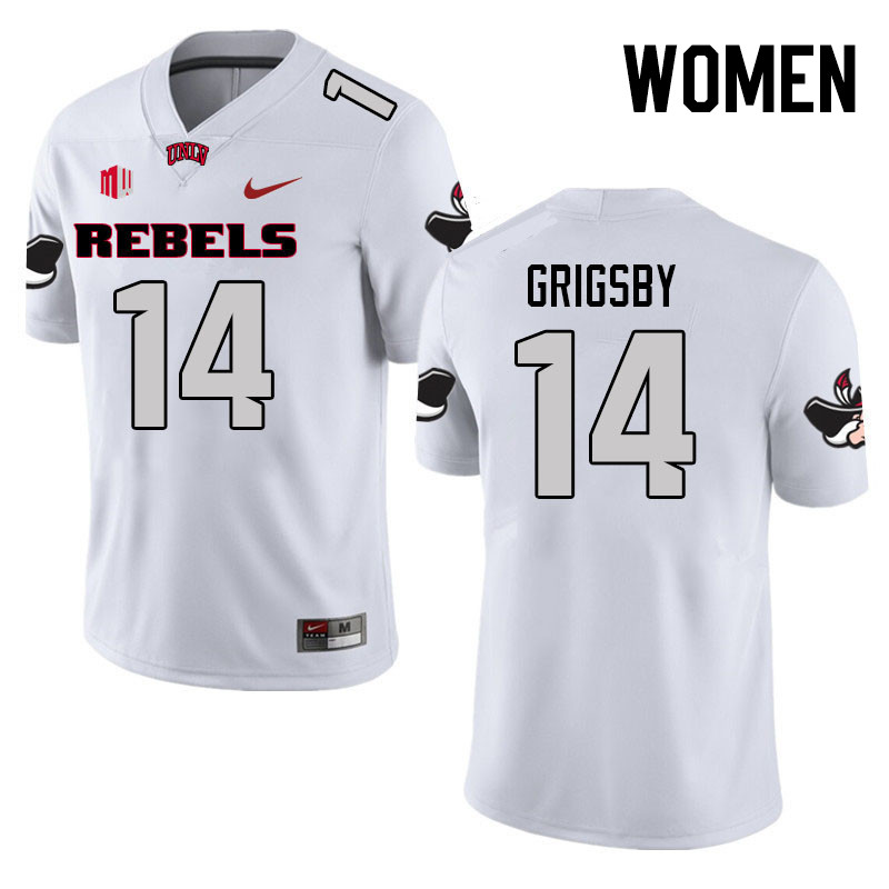 Women #14 Jah'Von Grigsby UNLV Rebels College Football Jerseys Stitched Sale-White - Click Image to Close